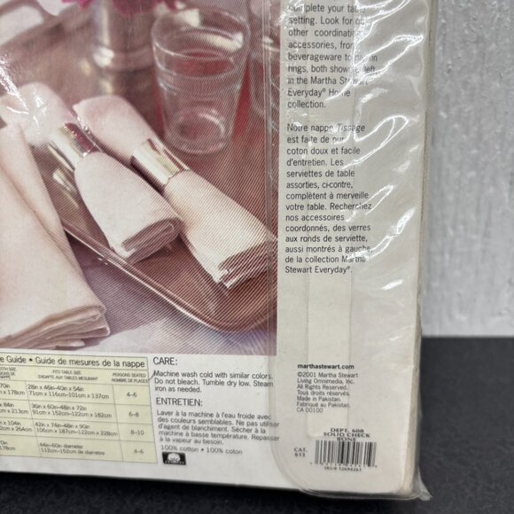 Martha Stewart Everyday VTG Cotton Tablecloth Solid Check Bone NOS Unopened - Picture 4 of 8